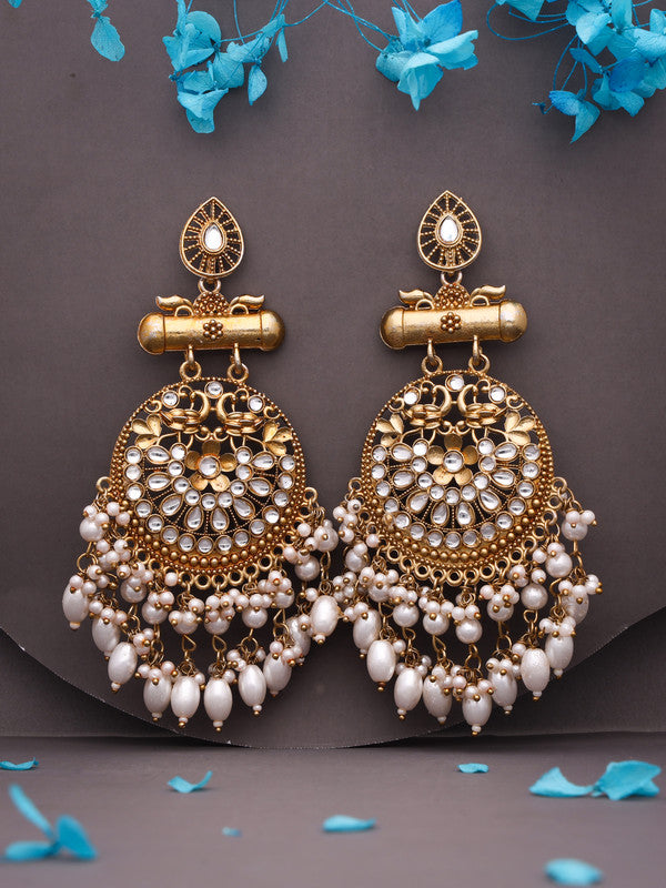 Tehzeeb Creations Modern White Opal And Silver Chandelier Drop Earrings For Woman - Distacart