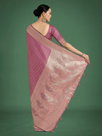 Monjolika Fashion Dusty Rose Pink Weaving Banarasi Satin Silk Trendy Saree For Festival - Distacart