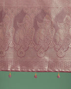 Monjolika Fashion Dusty Rose Pink Weaving Banarasi Satin Silk Trendy Saree For Festival - Distacart