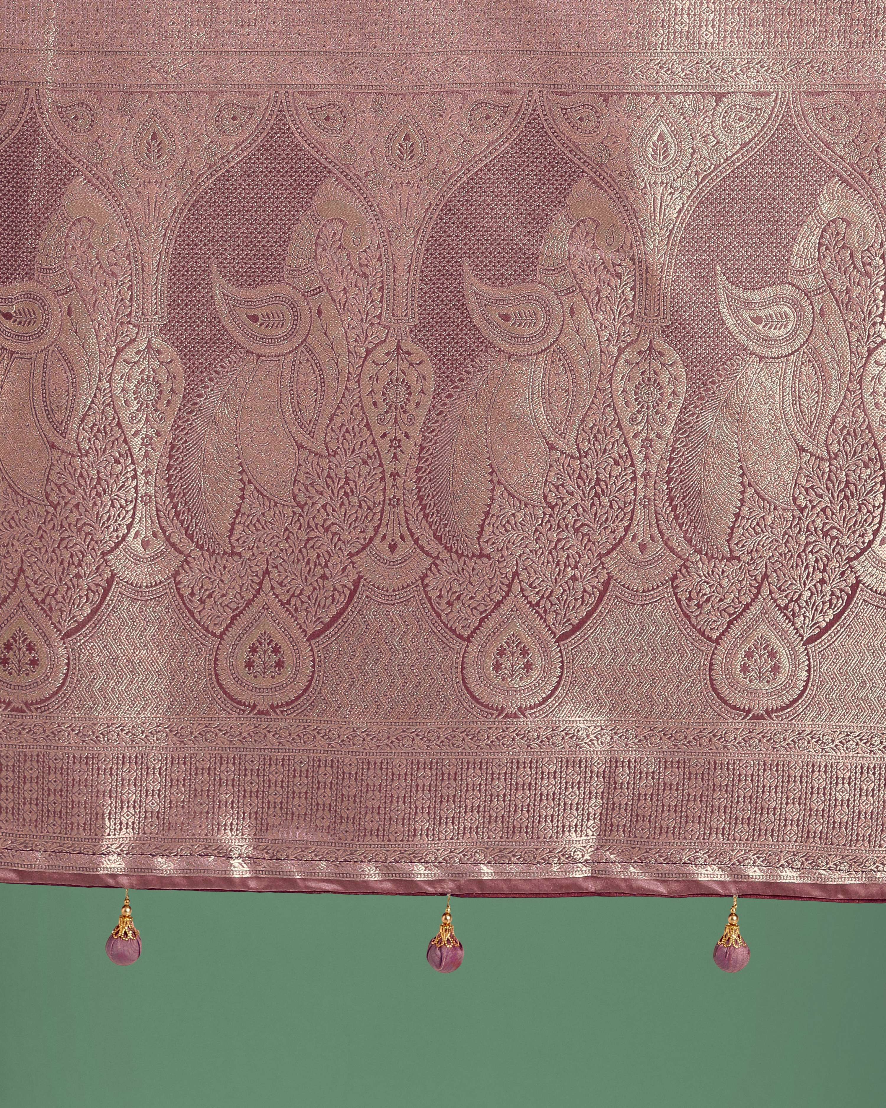 Monjolika Fashion Dusty Rose Pink Weaving Banarasi Satin Silk Trendy Saree For Festival - Distacart