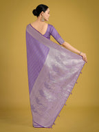 Monjolika Fashion Dusty Lavender Weaving Banarasi Satin Silk Trendy Saree For Festival - Distacart