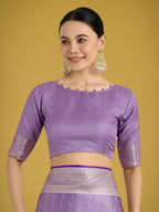 Monjolika Fashion Dusty Lavender Weaving Banarasi Satin Silk Trendy Saree For Festival - Distacart