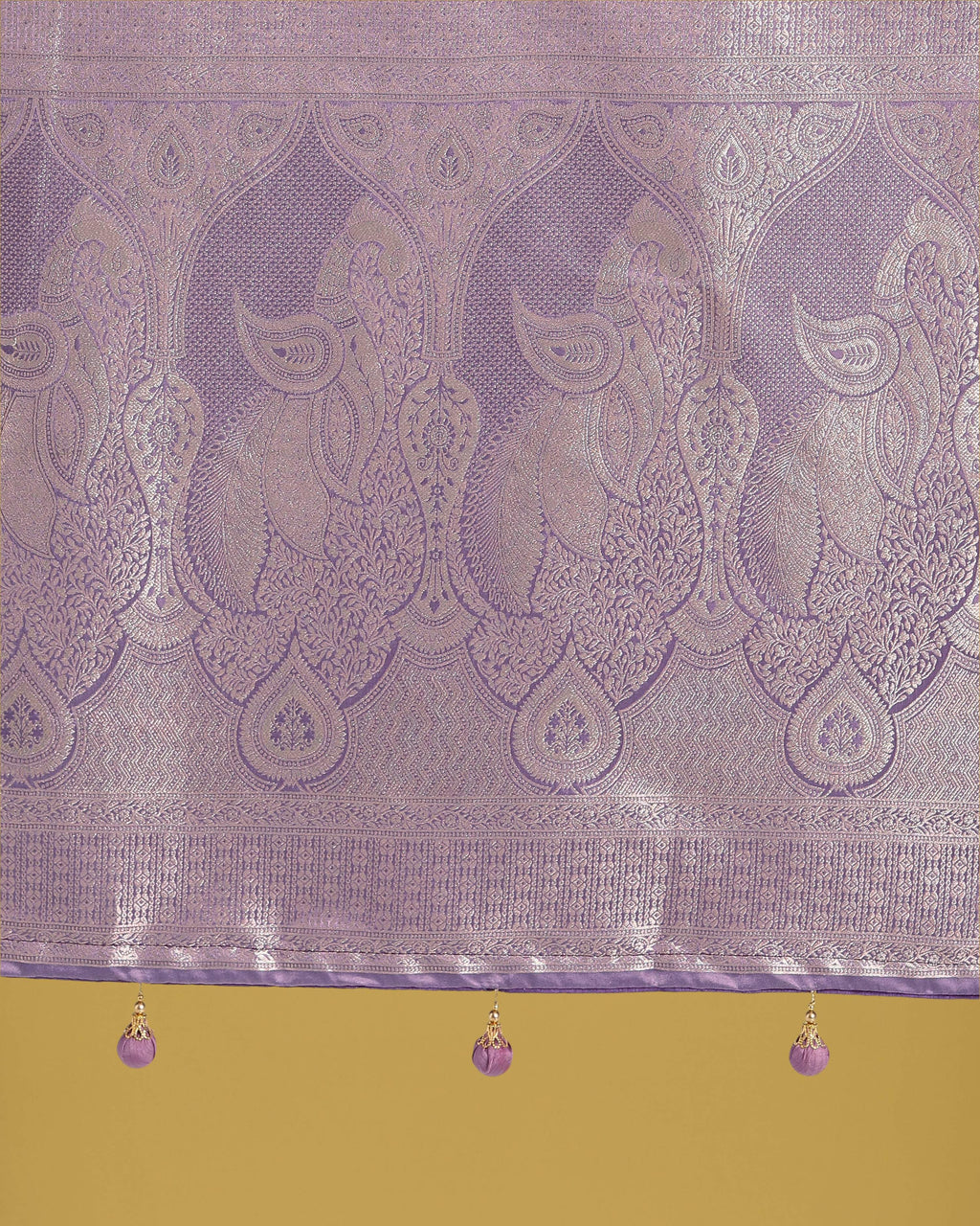 Monjolika Fashion Dusty Lavender Weaving Banarasi Satin Silk Trendy Saree For Festival - Distacart