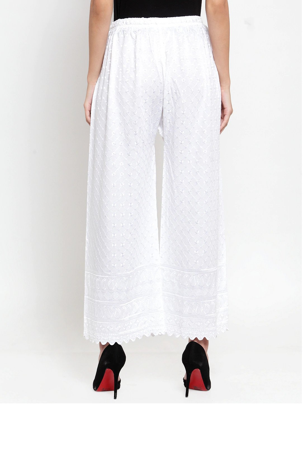 PAVONINE White Color Full Chikankari Rayon Fabric Sharara For Women - Distacart