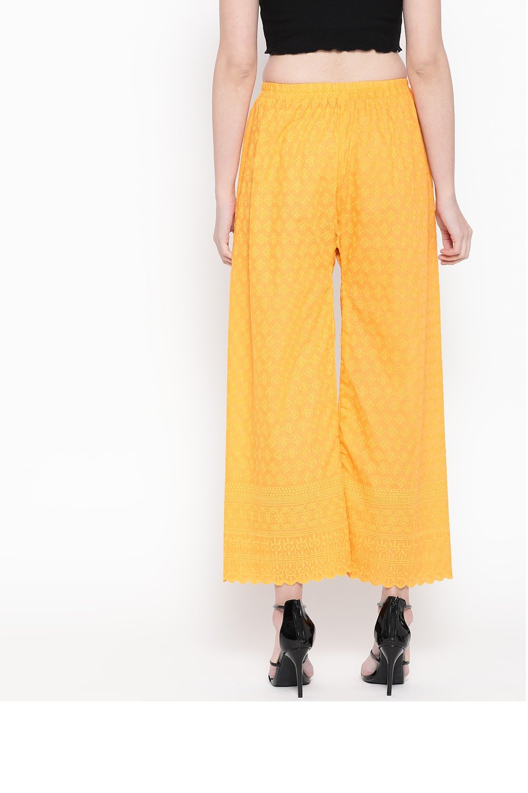 PAVONINE Yellow Color Full Chikankari Rayon Fabric Sharara For Women - Distacart