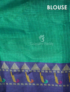 Rama Green With Contrast Navy Blue Printed Semi Soft Silk Saree By Gayathri Reddy Designer Studio