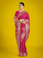Monjolika Fashion Gorgeous Rani Pink Woven Banarasi Satin Designer Silk Saree - Distacart