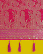 Monjolika Fashion Gorgeous Rani Pink Woven Banarasi Satin Designer Silk Saree - Distacart