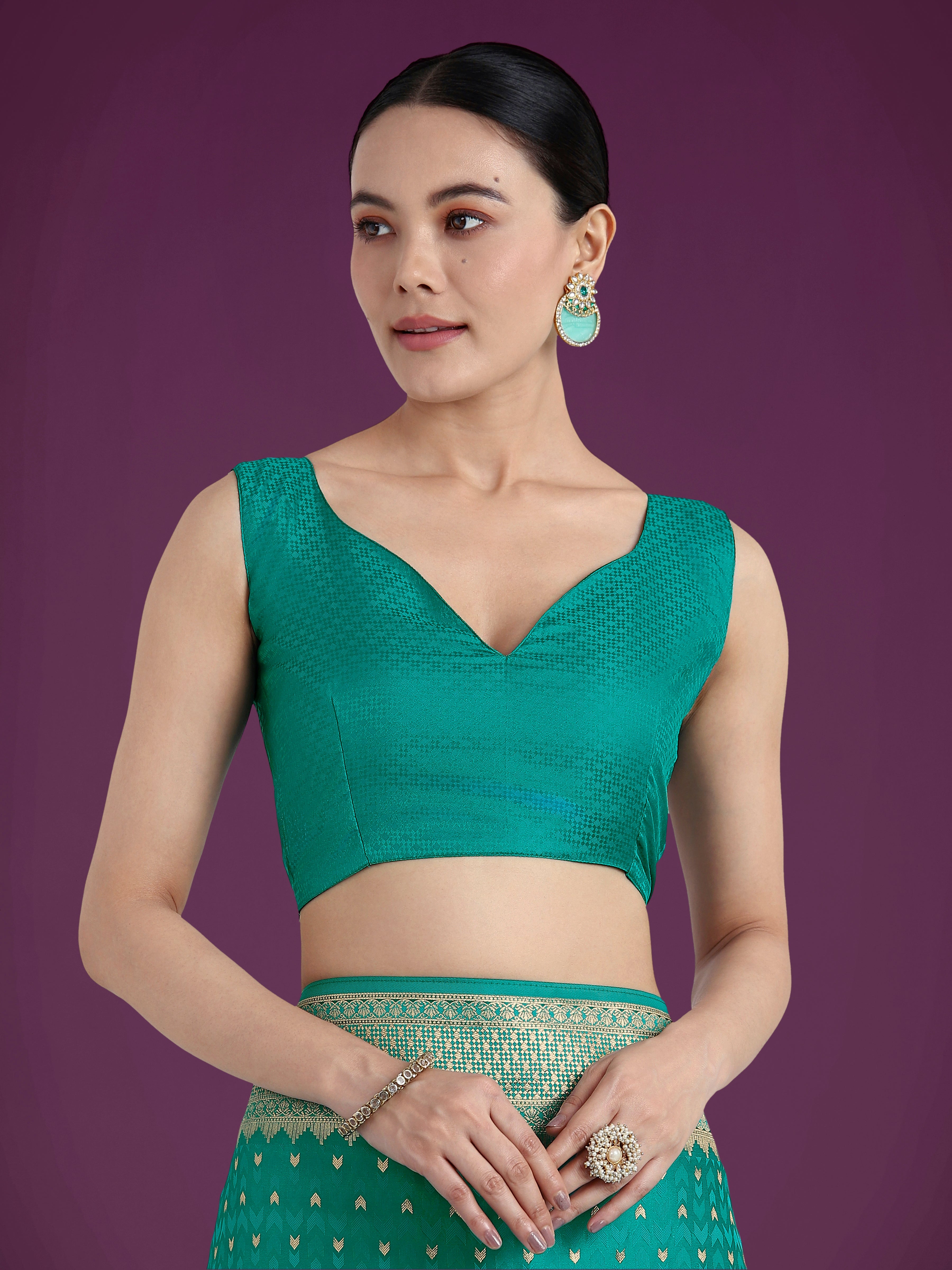 Monjolika Fashion Gorgeous Turquoise Woven Banarasi Satin Designer Silk Saree - Distacart