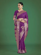 Monjolika Fashion Gorgeous Purple Woven Banarasi Satin Designer Silk Saree - Distacart