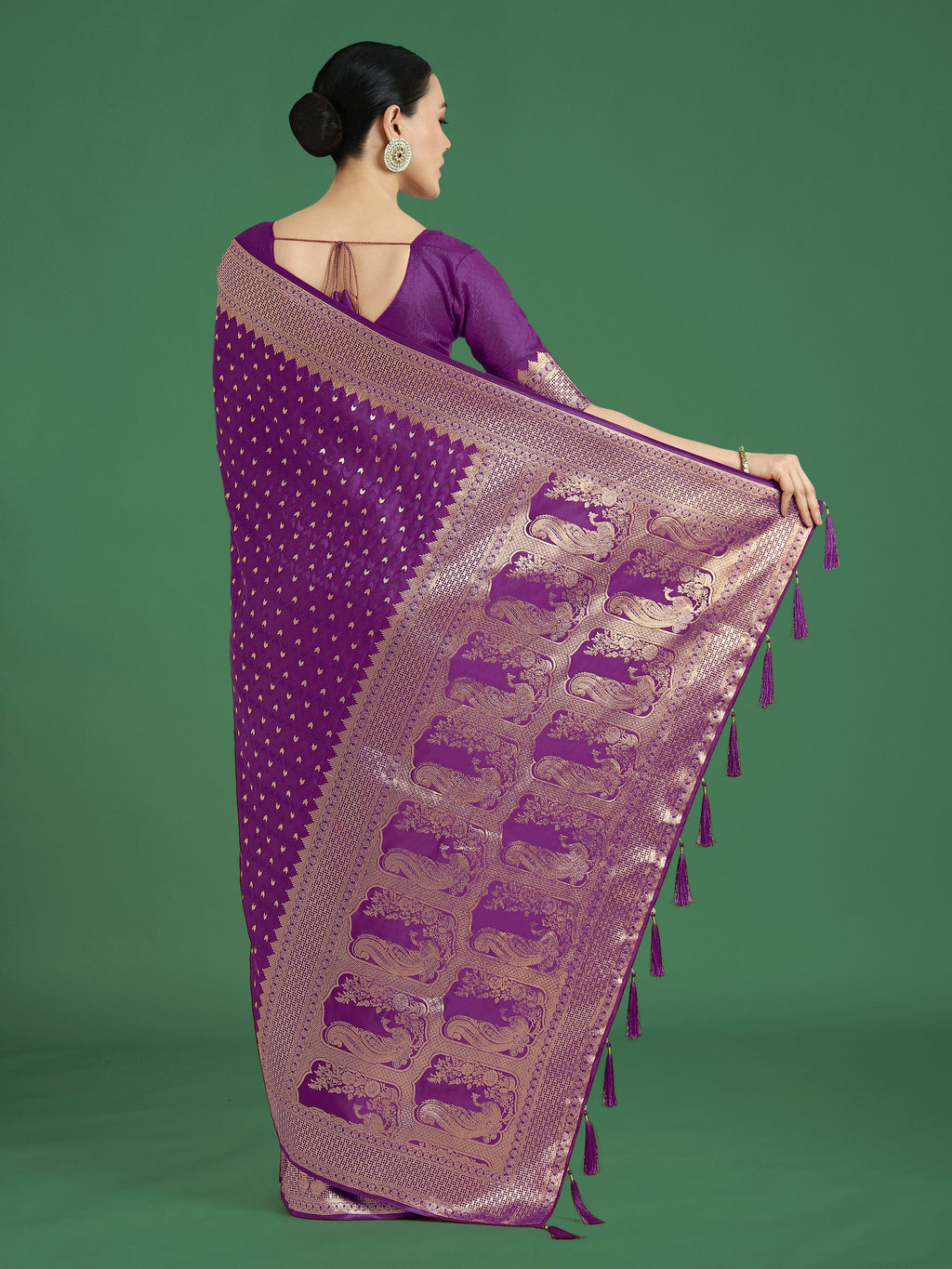 Monjolika Fashion Gorgeous Purple Woven Banarasi Satin Designer Silk Saree - Distacart