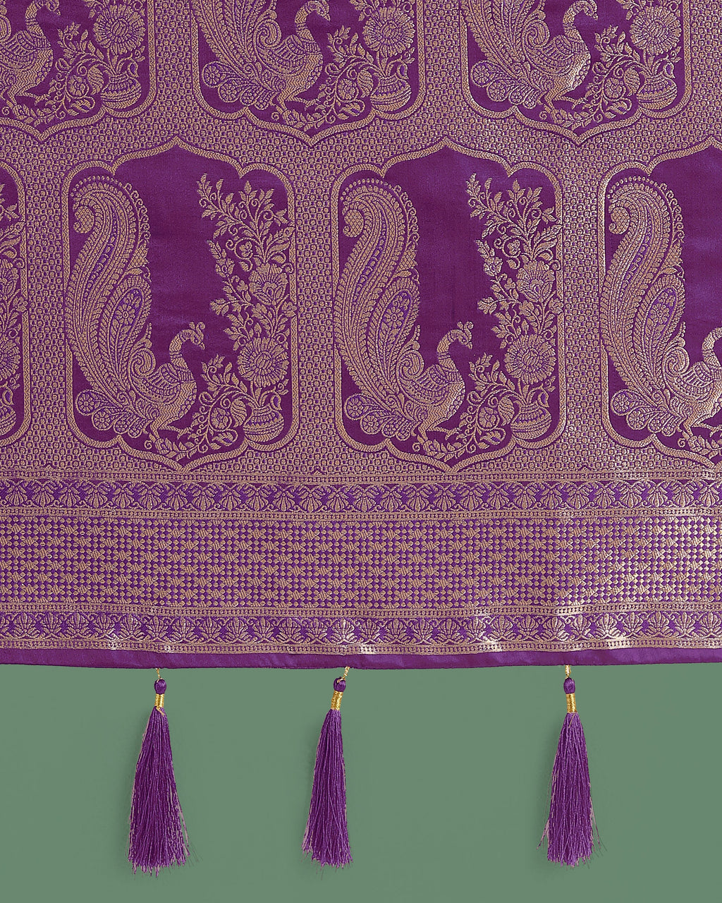 Monjolika Fashion Gorgeous Purple Woven Banarasi Satin Designer Silk Saree - Distacart
