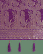 Monjolika Fashion Gorgeous Purple Woven Banarasi Satin Designer Silk Saree - Distacart