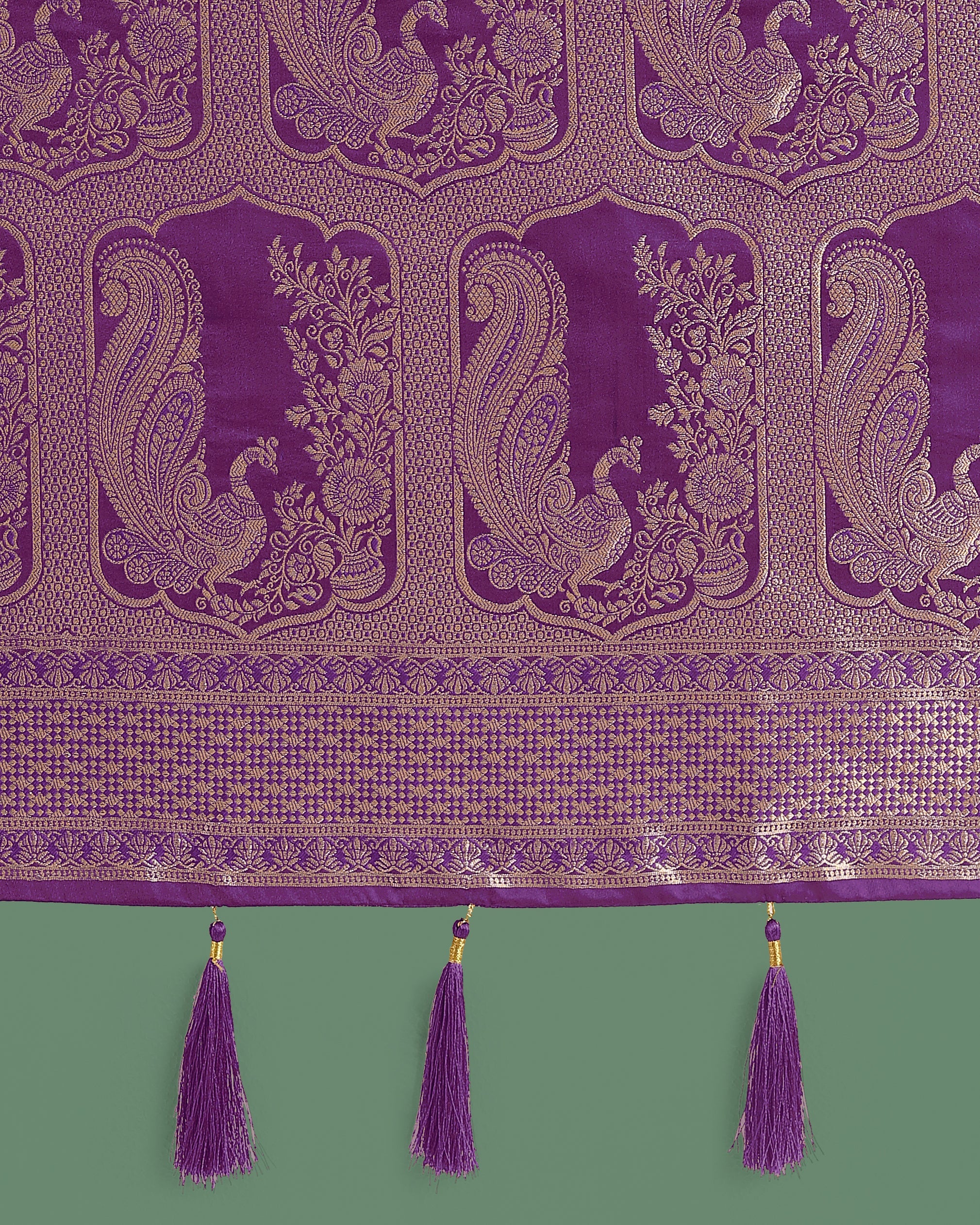 Monjolika Fashion Gorgeous Purple Woven Banarasi Satin Designer Silk Saree - Distacart