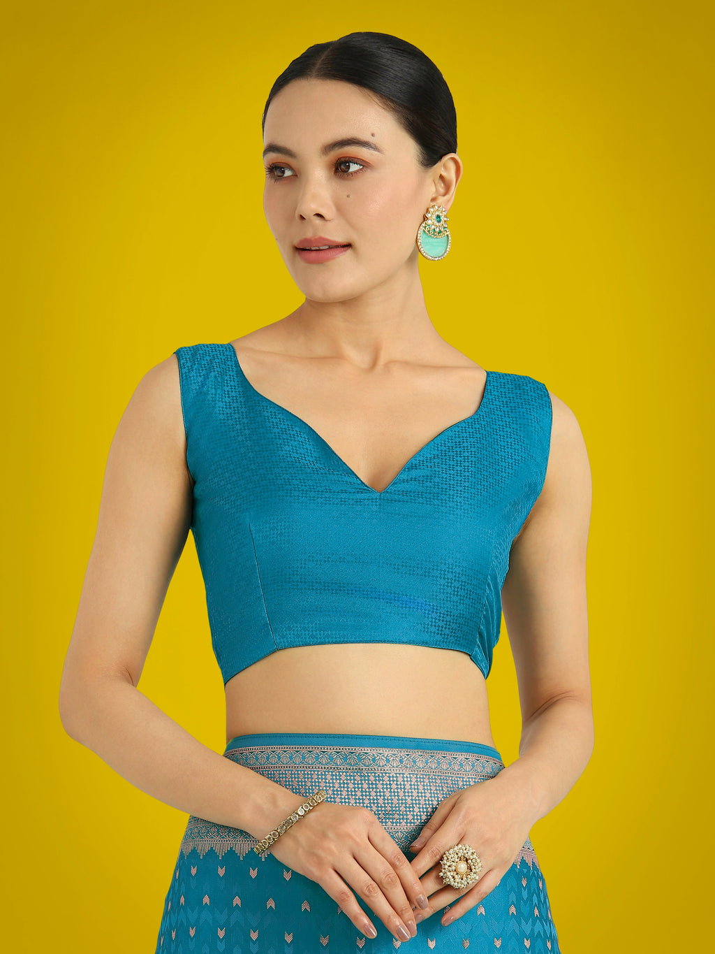 Monjolika Fashion Gorgeous Cyan blue Woven Banarasi Satin Designer Silk Saree - Distacart