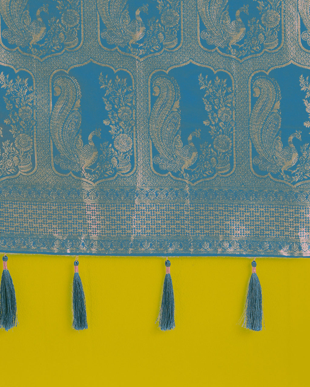 Monjolika Fashion Gorgeous Cyan blue Woven Banarasi Satin Designer Silk Saree - Distacart