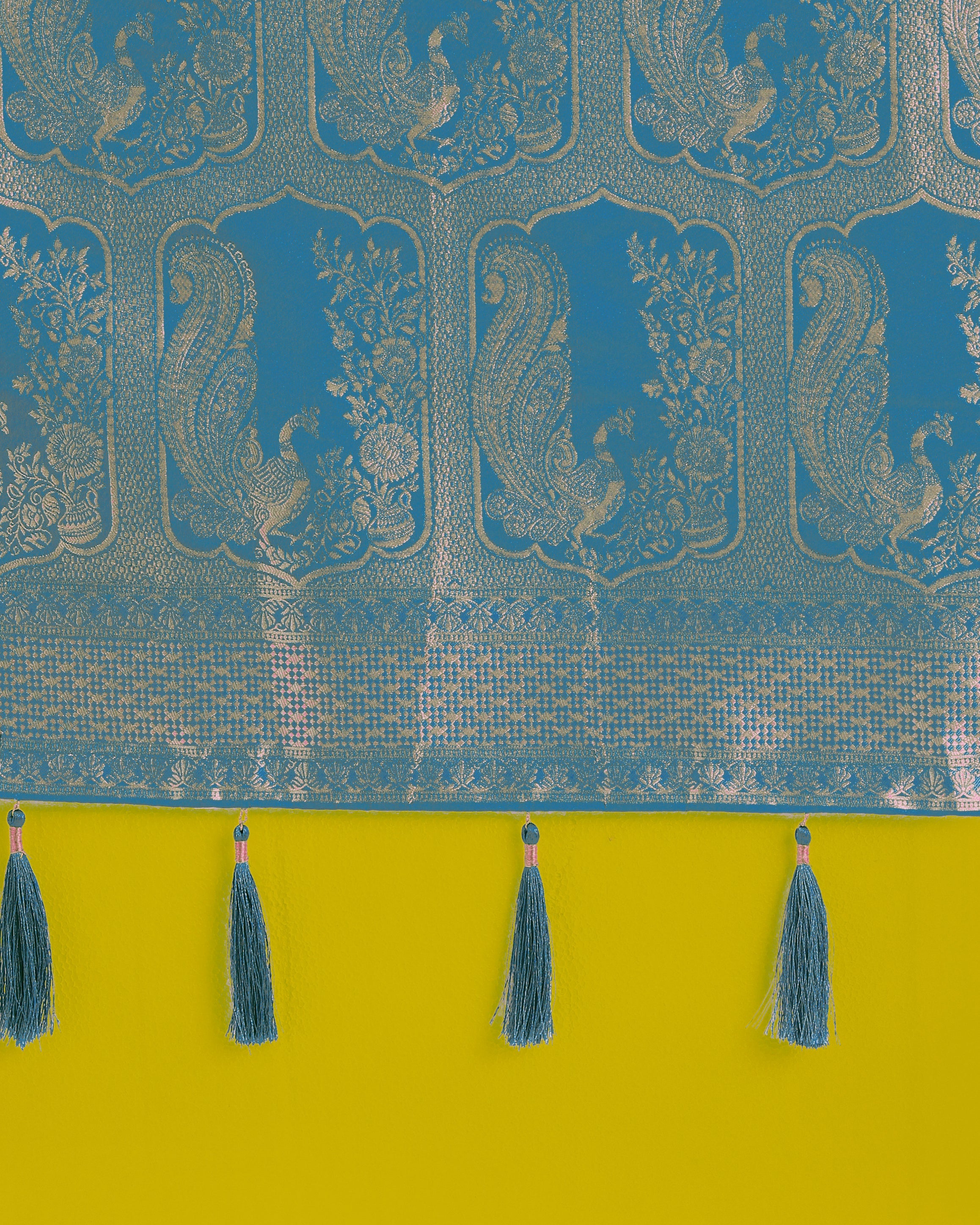 Monjolika Fashion Gorgeous Cyan blue Woven Banarasi Satin Designer Silk Saree - Distacart