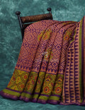 Light Orange And Purple Colour Printed Semi Chanderi Saree By Gayathri Reddy Designer Studio