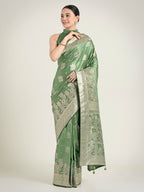 Monjolika Fashion Green Color Banarasi Satin Silk Zari Weaving Festival Saree - Distacart