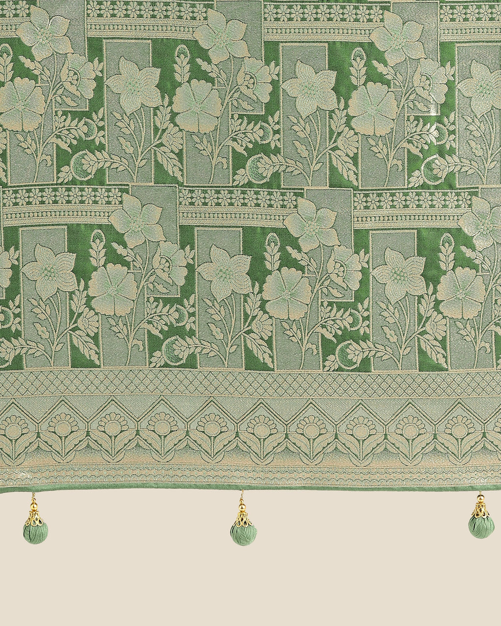 Monjolika Fashion Green Color Banarasi Satin Silk Zari Weaving Festival Saree - Distacart