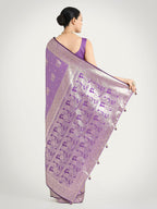 Monjolika Fashion Lavender Color Banarasi Satin Silk Zari Weaving Festival Saree