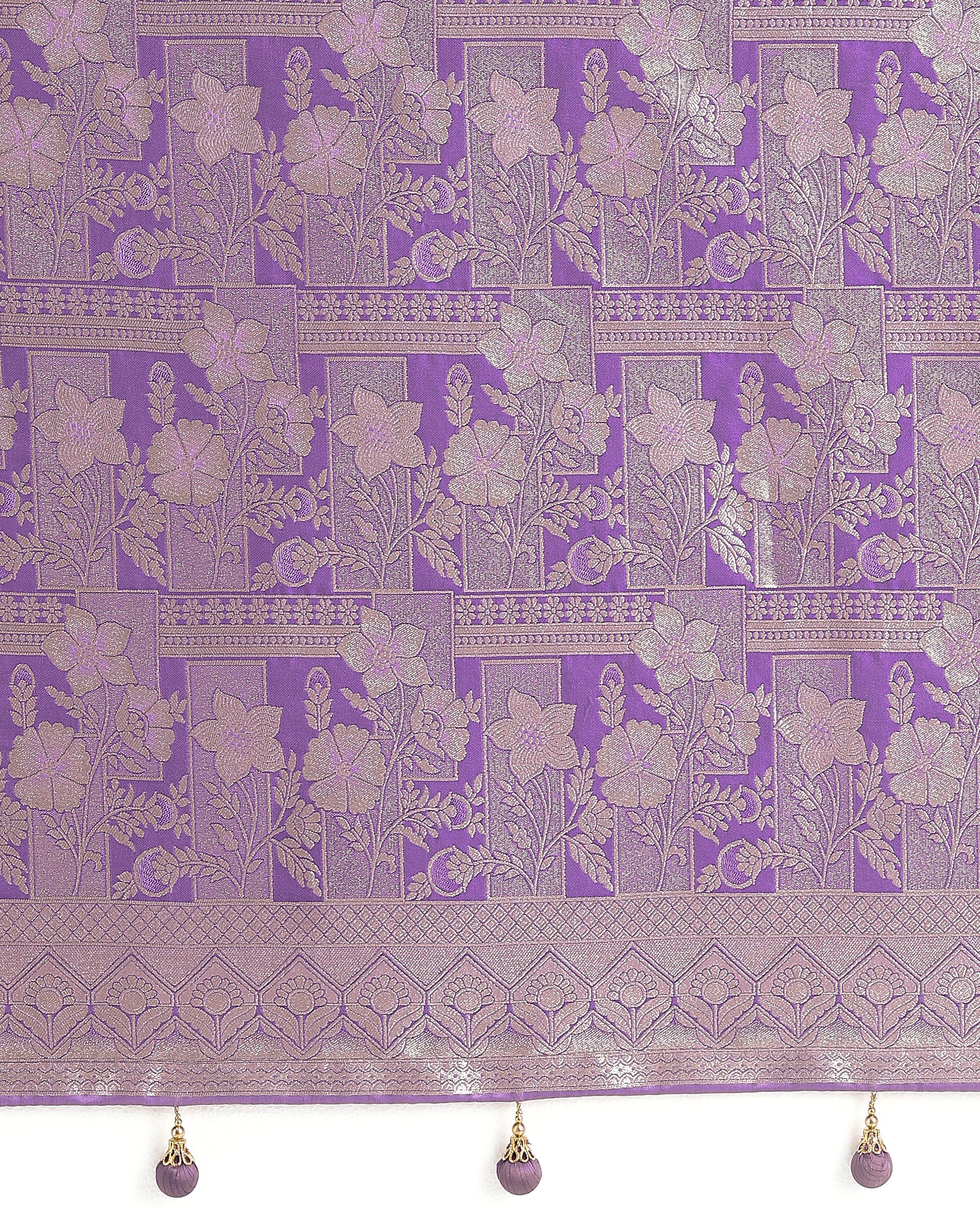 Monjolika Fashion Lavender Color Banarasi Satin Silk Zari Weaving Festival Saree