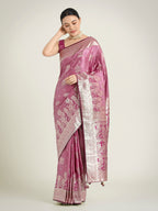 Monjolika Fashion Rose Pink Color Banarasi Satin Silk Zari Weaving Festival Saree - Distacart