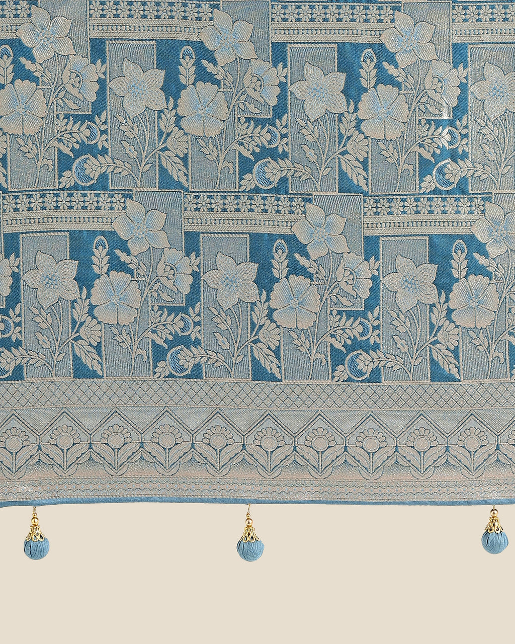 Monjolika Fashion Cyan blue Pink Color Banarasi Satin Silk Zari Weaving Festival Saree