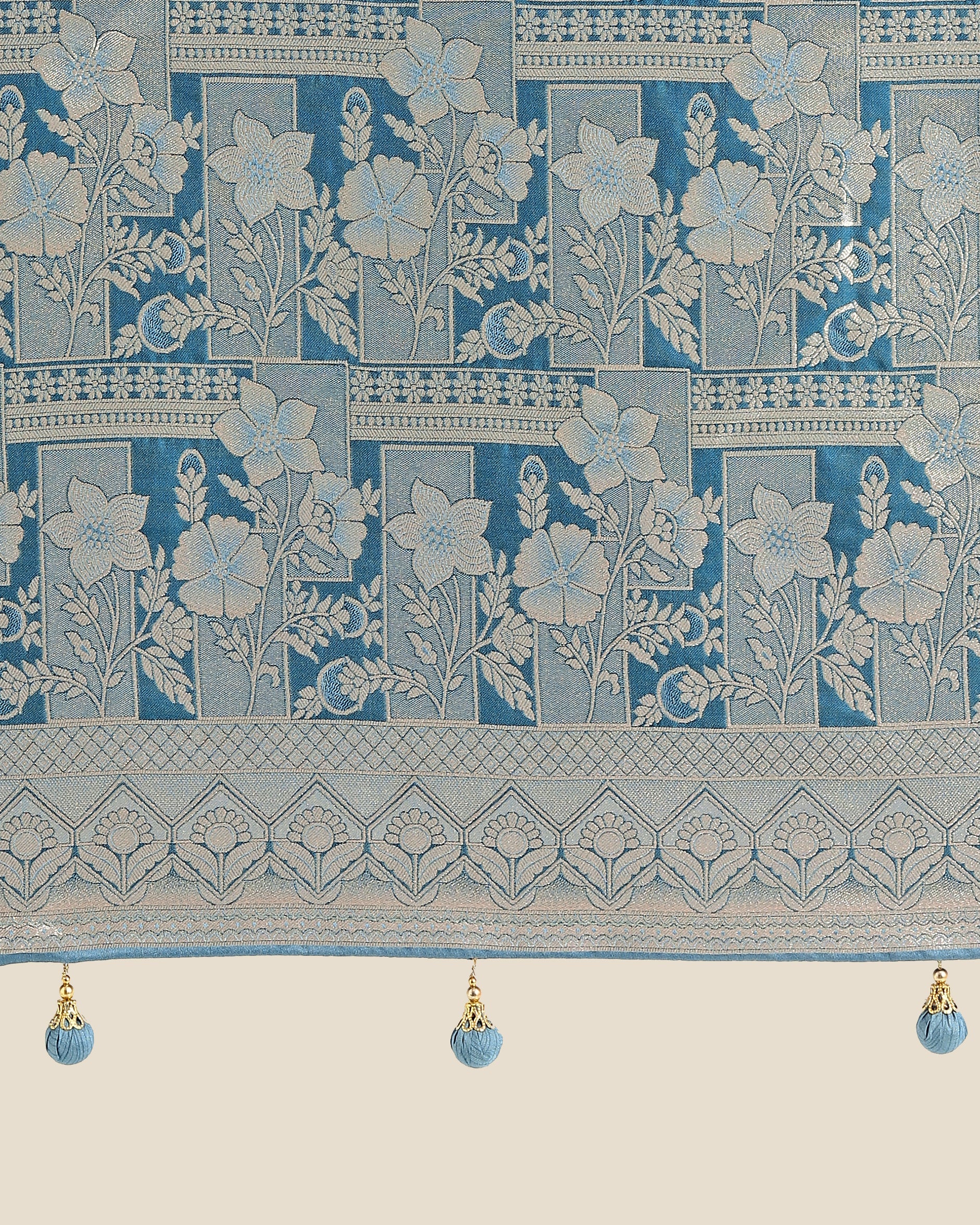 Monjolika Fashion Cyan blue Pink Color Banarasi Satin Silk Zari Weaving Festival Saree