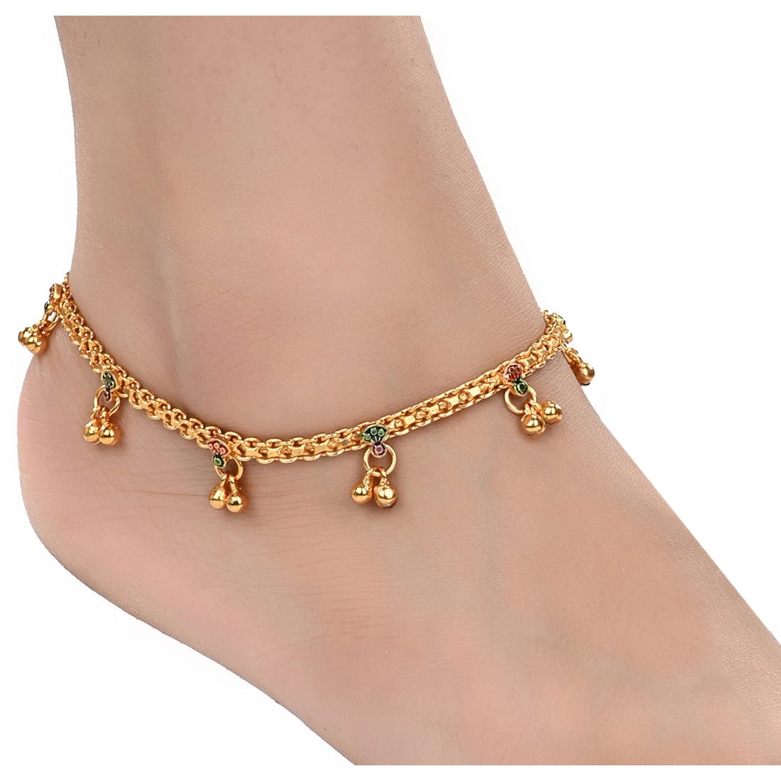 AanyaCentric Gold Plated Traditional Anklets Payal - Classic and Stylish for Women and Girls - Distacart