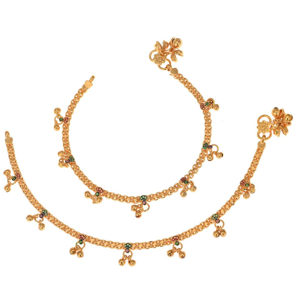 AanyaCentric Gold Plated Traditional Anklets Payal - Classic and Stylish for Women and Girls - Distacart