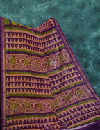 Light Orange And Purple Colour Printed Semi Chanderi Saree By Gayathri Reddy Designer Studio