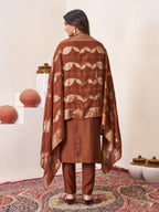 Lorenvalley Fashion Coffee Roman Silk Multi Embroidery Sequins With Hand Work Kurta Pant Dupatta - Distacart