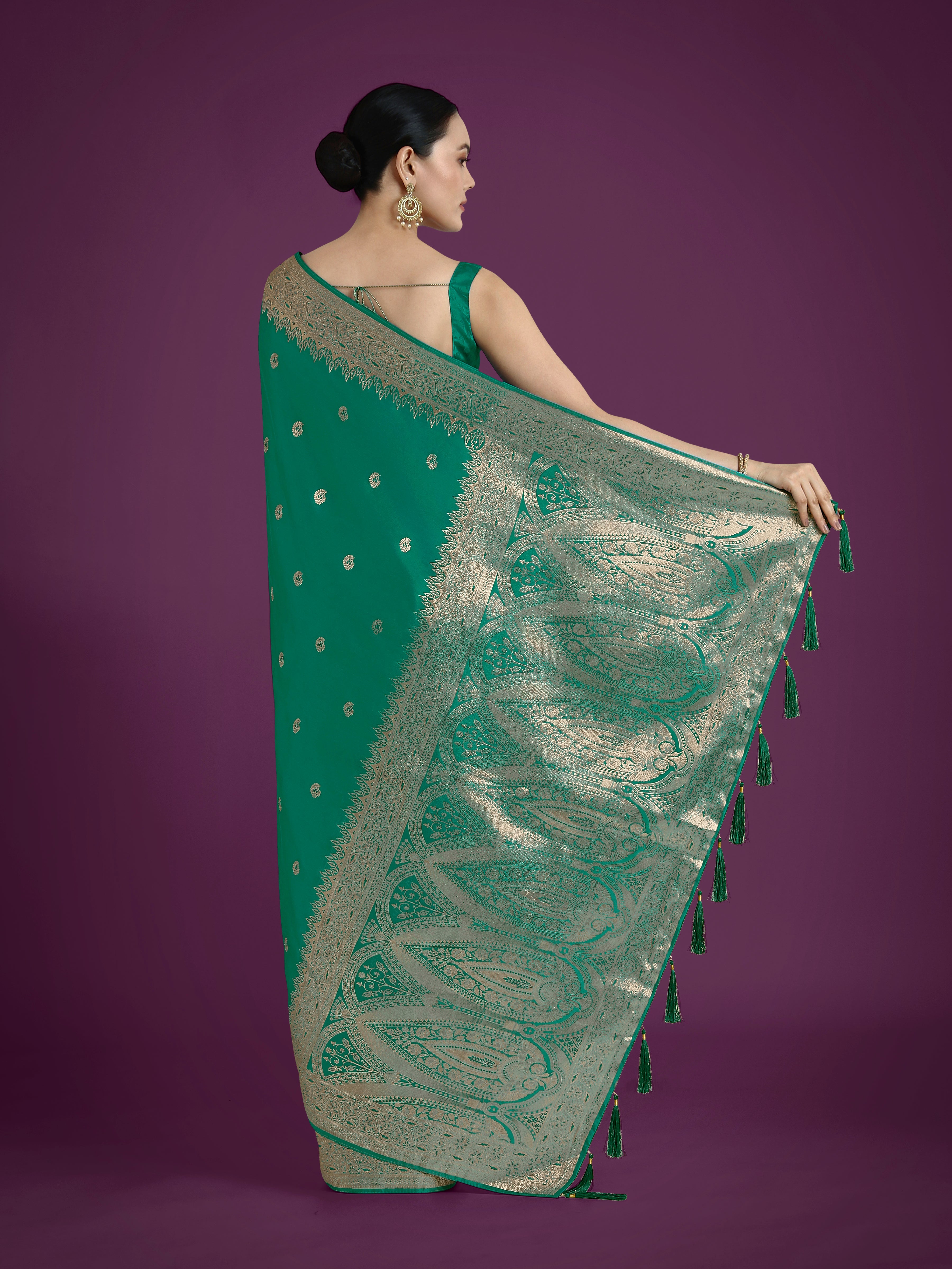 Monjolika Fashion Divine Turquoise Soft Banarasi Satin Silk Saree With Blouse Piece - Distacart