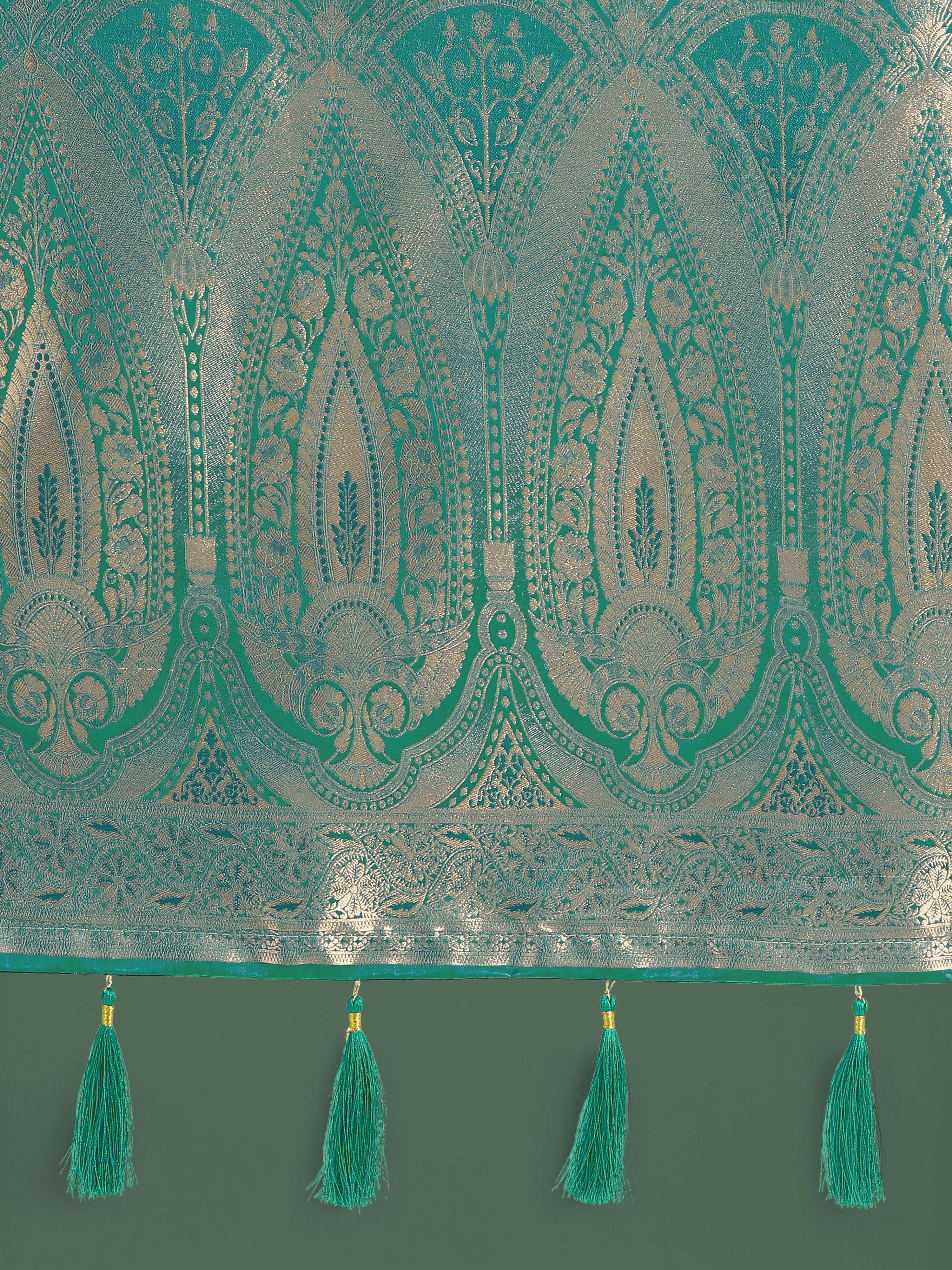 Monjolika Fashion Divine Turquoise Soft Banarasi Satin Silk Saree With Blouse Piece - Distacart