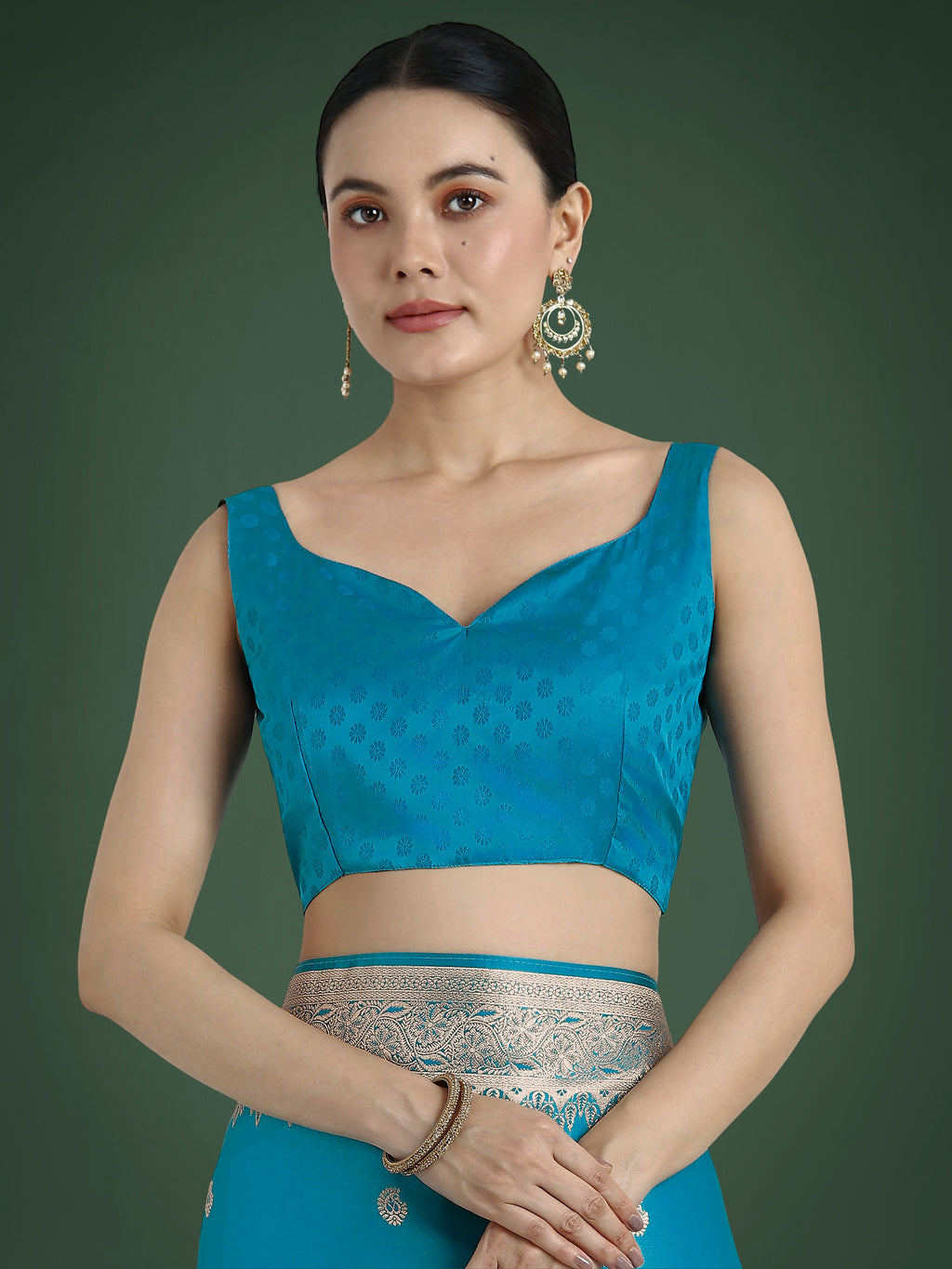 Monjolika Fashion Divine Cyan blue Soft Banarasi Satin Silk Saree With Blouse Piece - Distacart