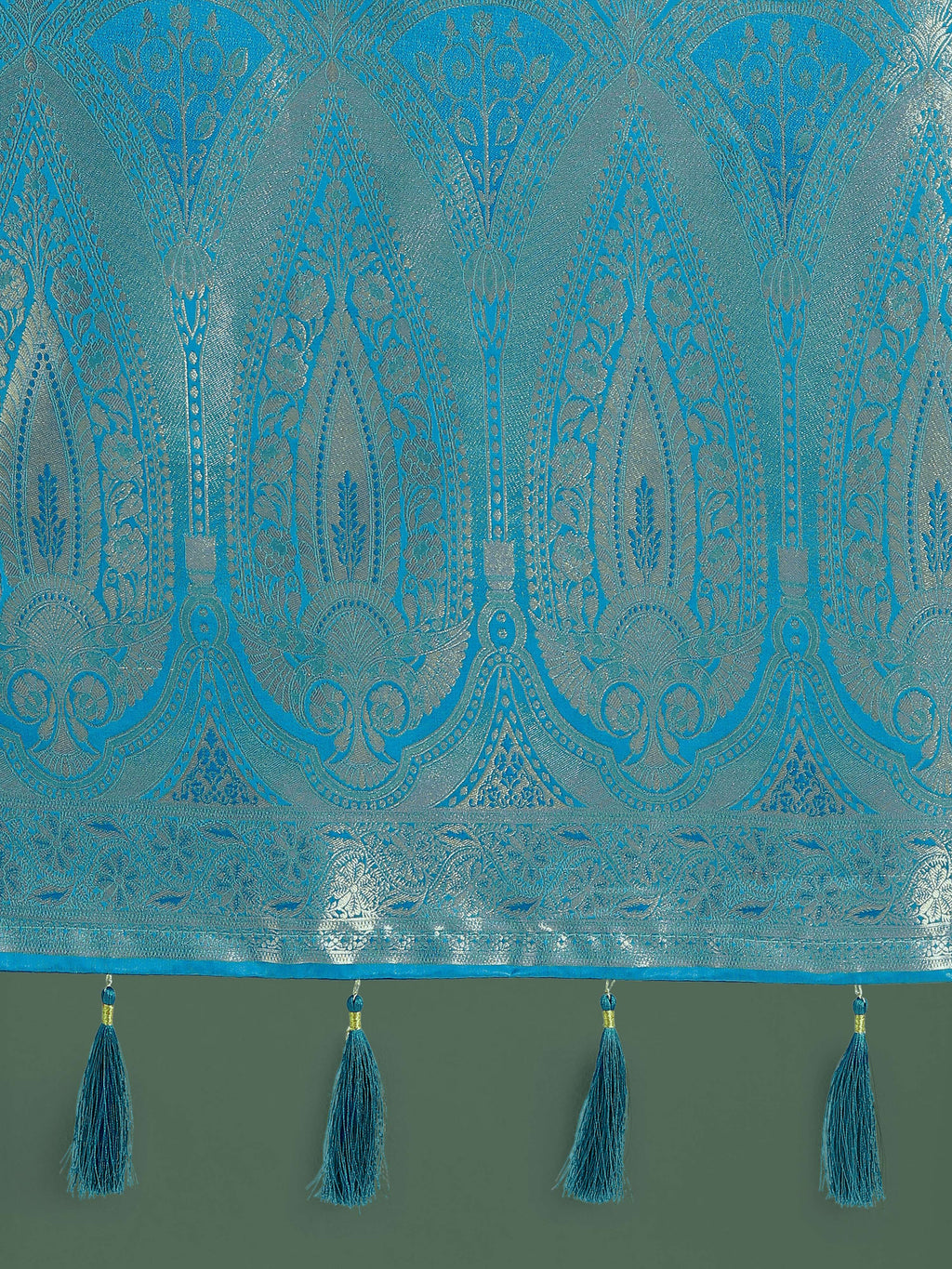 Monjolika Fashion Divine Cyan blue Soft Banarasi Satin Silk Saree With Blouse Piece - Distacart