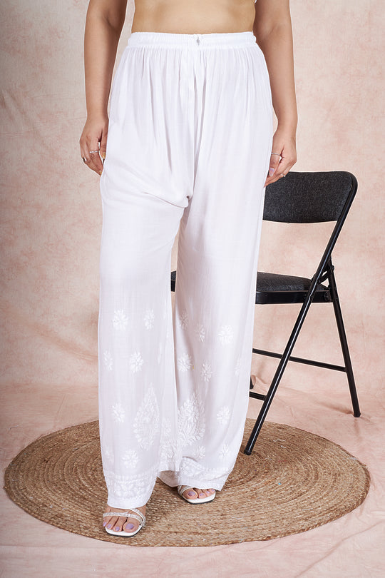 Rangreza Ethnic Rayon Palazzo White - Distacart