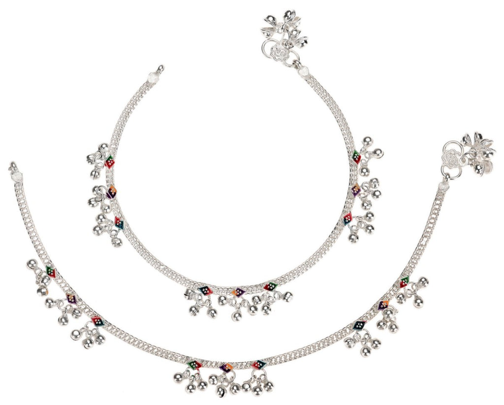 AanyaCentric Silver Plated Traditional Anklets Payal - Classic and Stylish for Women and Girls - Distacart