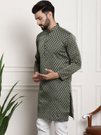 Sojanya Band Collar Ethnic Motifs Woven Design Kurta