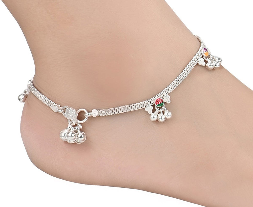 AanyaCentric Silver Plated Traditional Anklets Payal - Classic and Stylish for Women and Girls - Distacart