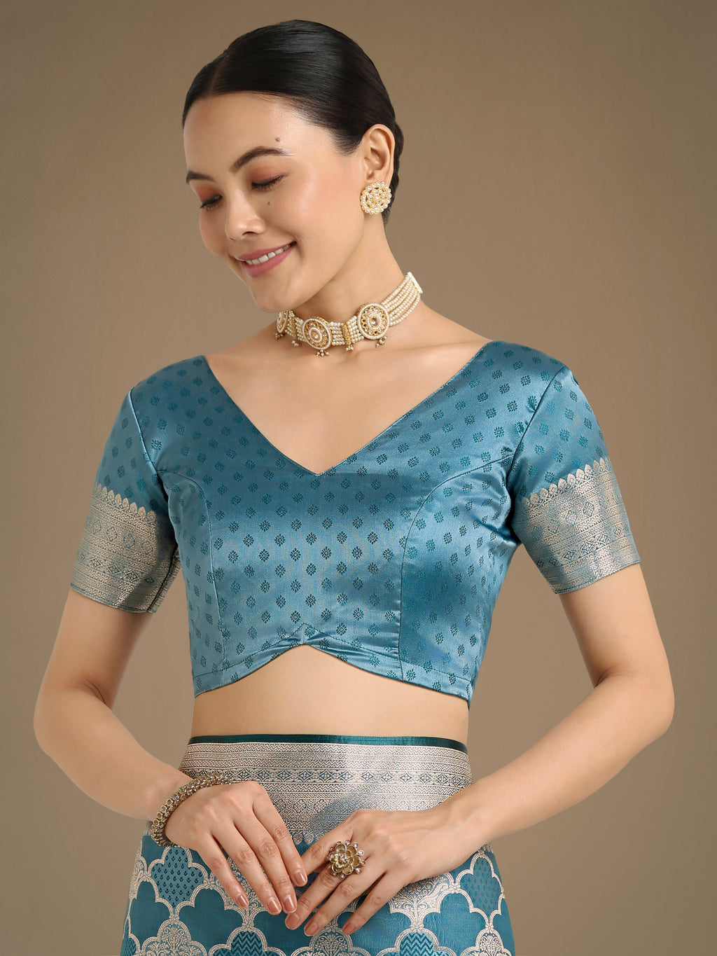 Monjolika Fashion Cyan blue Banarasi Satin Silk Saree with Rich Zari Woven Pallu & Blouse Piece - Distacart