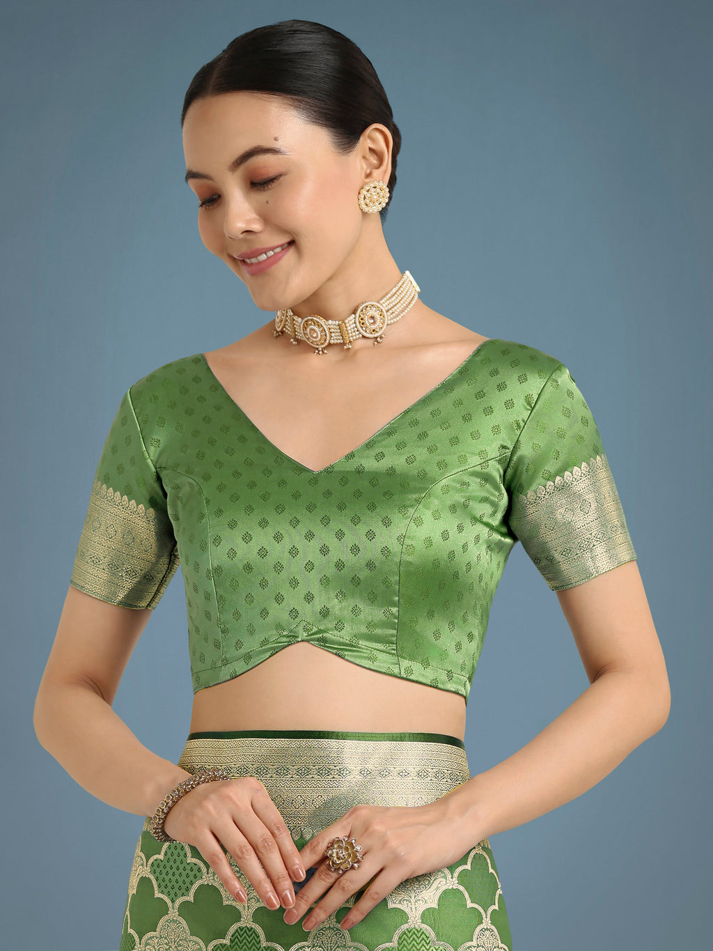 Monjolika Fashion Green Banarasi Satin Silk Saree with Rich Zari Woven Pallu & Blouse Piece - Distacart