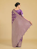 Monjolika Fashion Purple Banarasi Satin Silk Saree with Rich Zari Woven Pallu & Blouse Piece - Distacart