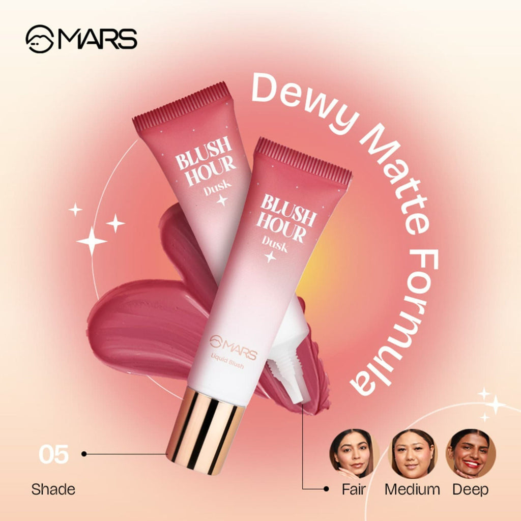 MARS Cosmetics Liquid Blush Hour Dewy-Matte Finish - 05 Dusk - Distacart