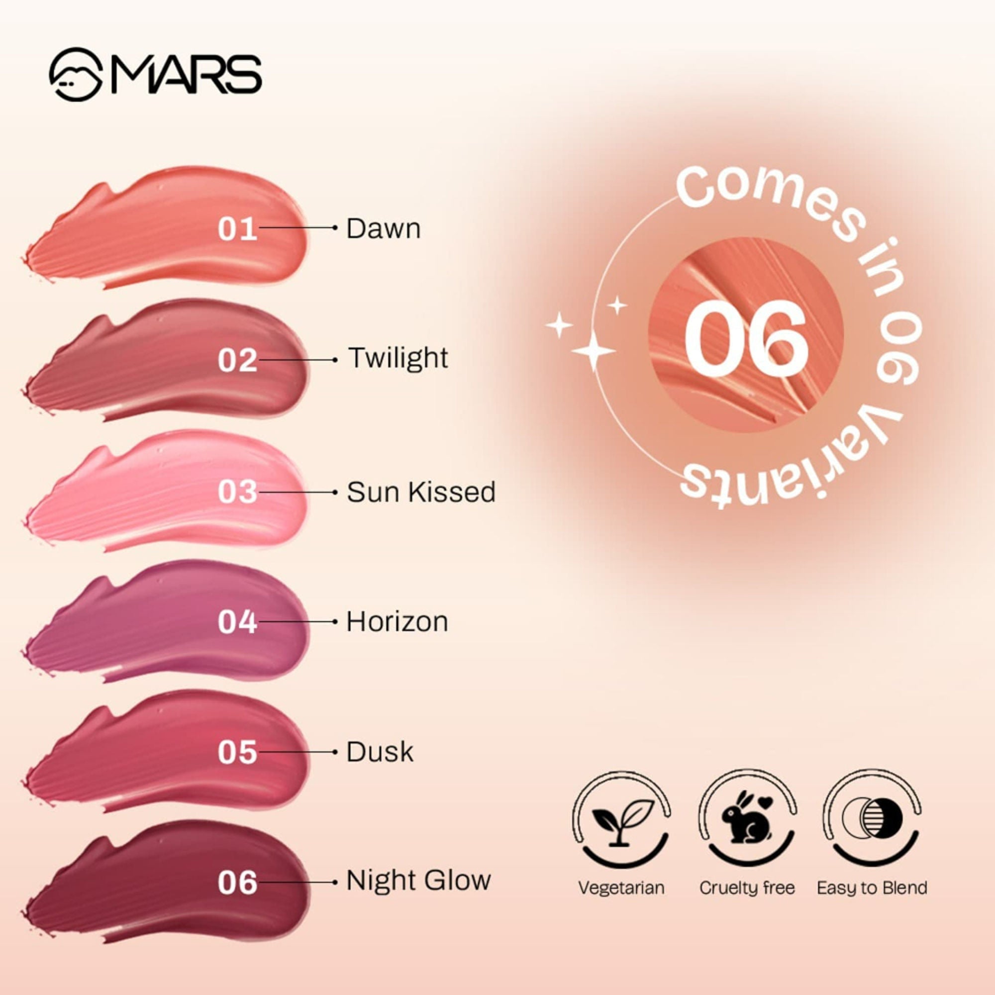 MARS Cosmetics Liquid Blush Hour Dewy-Matte Finish - 06 Night Glow - Distacart