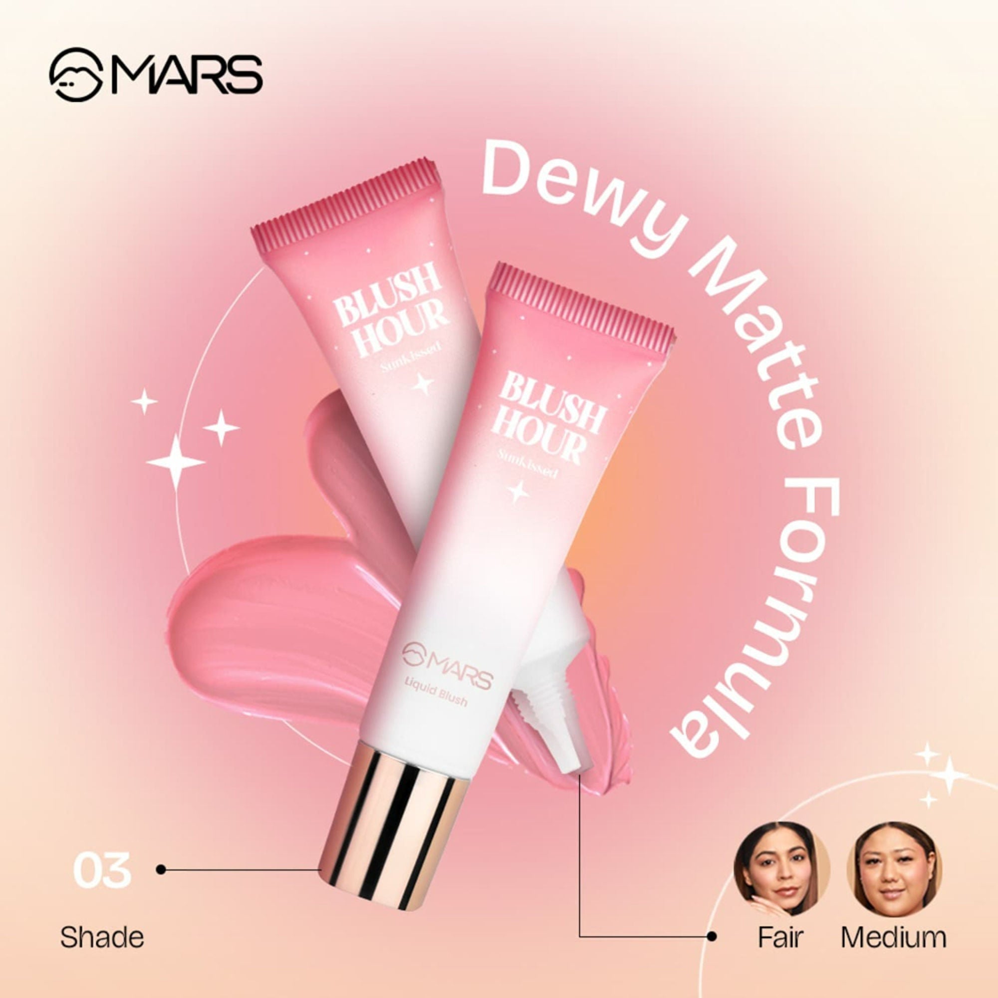 MARS Cosmetics Liquid Blush Hour Dewy-Matte Finish - 03 Sunkissed - Distacart