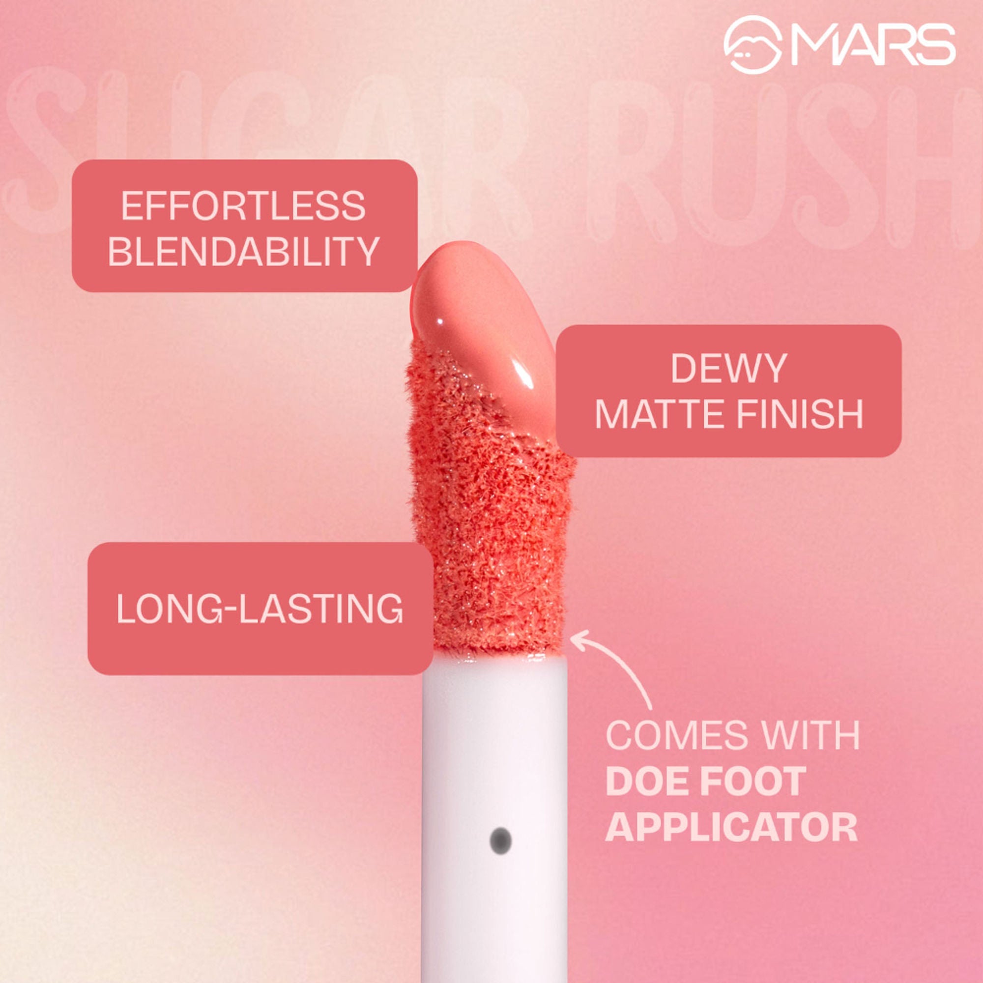 MARS Cosmetics Sugar Rush Liquid Blush - 02-Coral Sorbet - Distacart