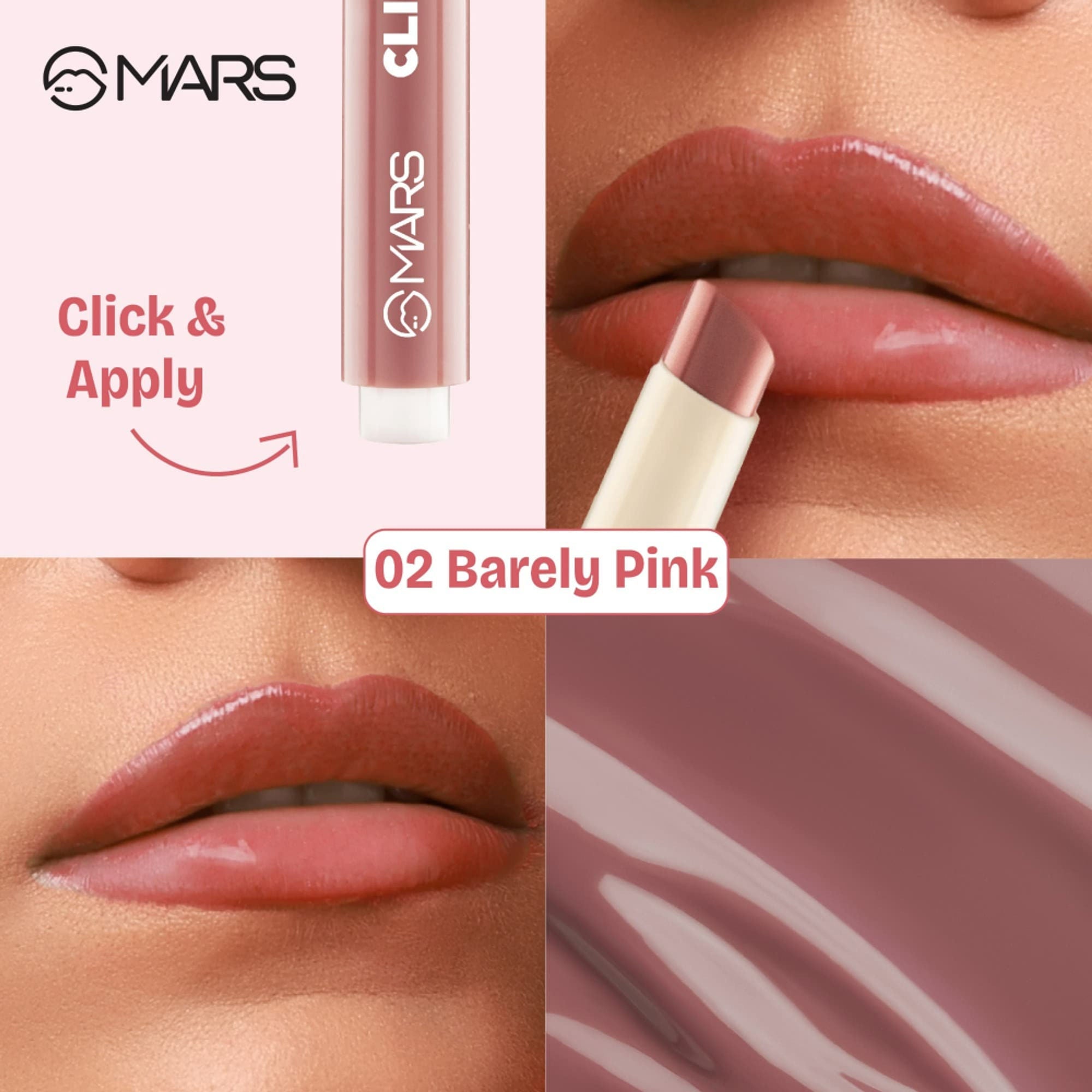 MARS Cosmetics Click Stix Gloss Lip Balm - 02-barely Pink - Distacart