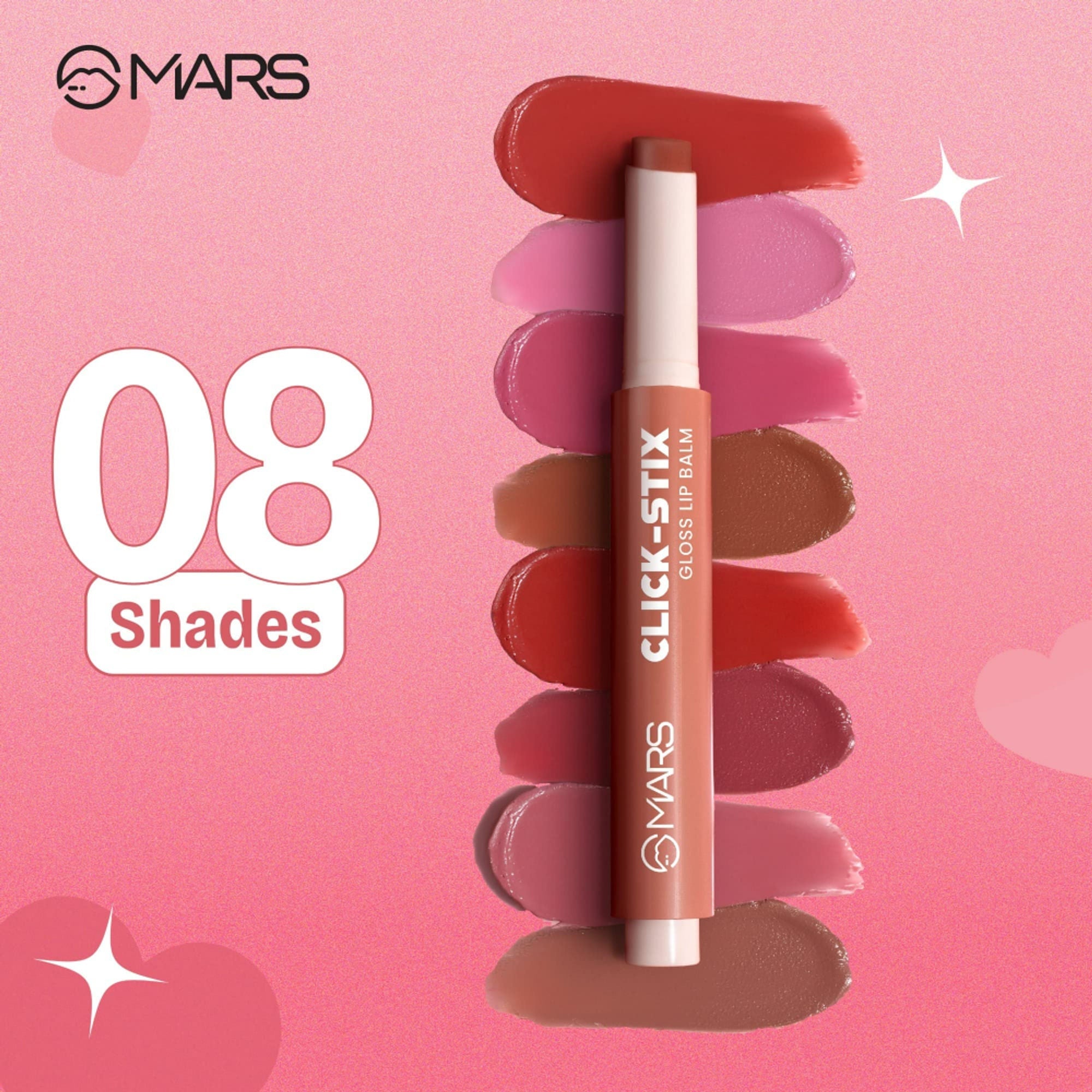 MARS Cosmetics Click Stix Gloss Lip Balm - 07-glazed Peach - Distacart